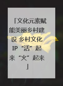 文化元素赋能美丽乡村建设 乡村文化IP“活”起来“火”起来